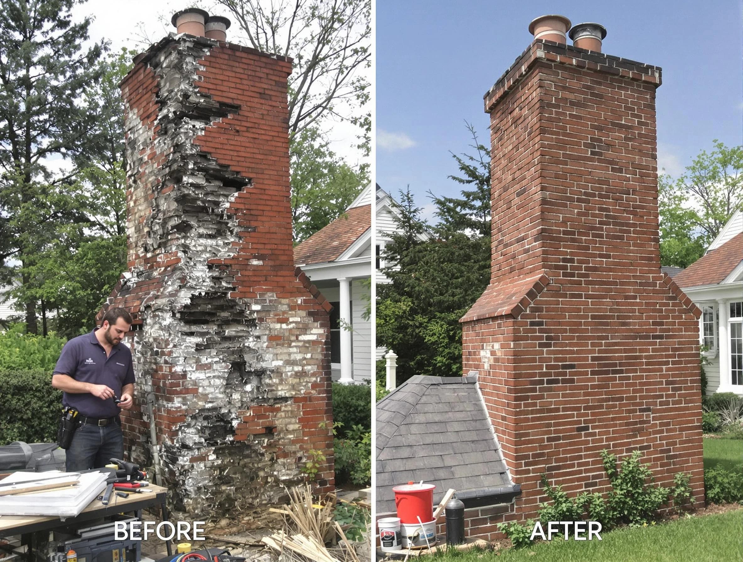 Westfield Chimney Sweep performing a full chimney restoration in Westfield, NJ